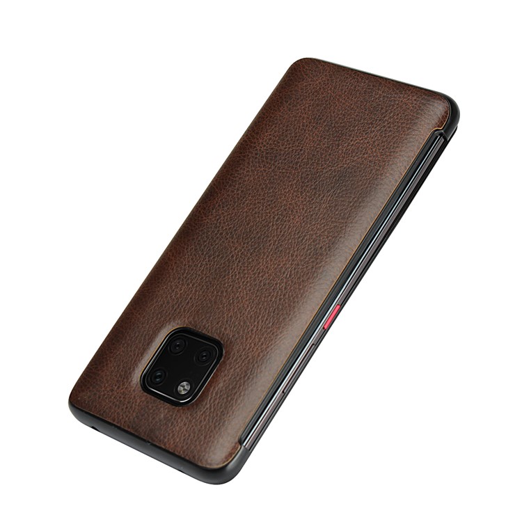 Ver Ventana Litchi Piel Cubierta De Cuero Genuino Para Huawei Mate 20 Pro - Café-7