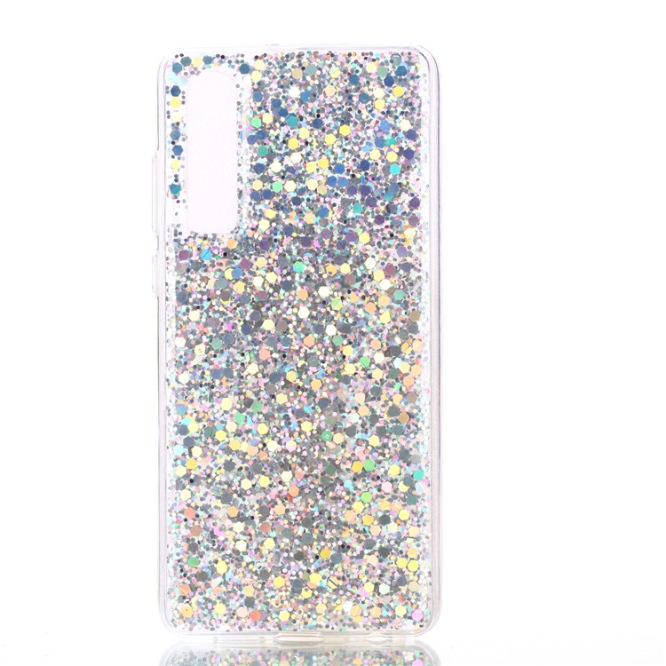 Glitter Sequins Glossy Acrylic + TPU Hybrid Casing for Huawei P30 - Silver-2
