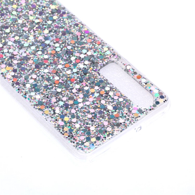 Glitter Sequins Glossy Acrylic + TPU Hybrid Casing for Huawei P30 - Silver-4