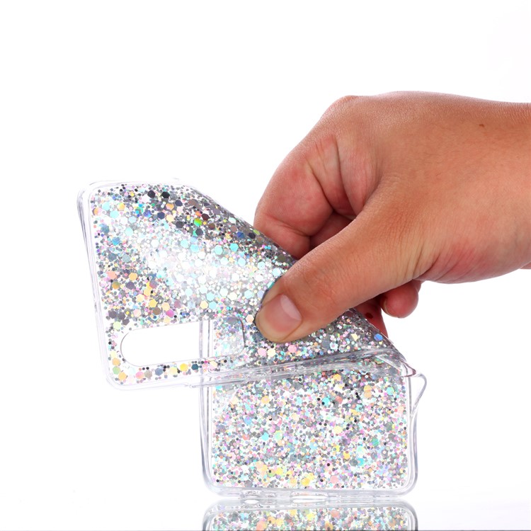 Glitter Sequins Glossy Acrylic + TPU Hybrid Casing for Huawei P30 - Silver-5