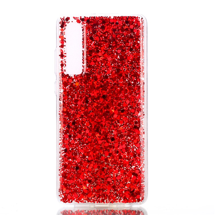 Glitter Sequins Glossy Acrylic + TPU Hybrid Back Case for Huawei P30 - Red-2