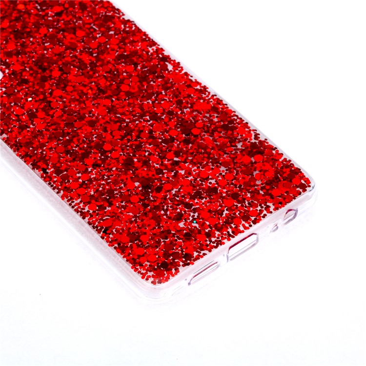 Glitter Sequins Glossy Acrylic + TPU Hybrid Back Case for Huawei P30 - Red-3