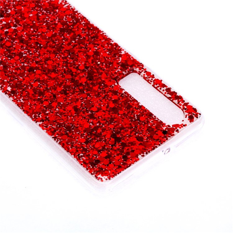 Glitter Sequins Glossy Acrylic + TPU Hybrid Back Case for Huawei P30 - Red-4