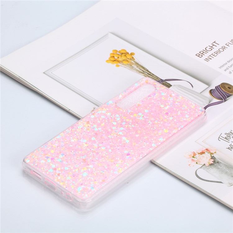 Glitter Sequins Glossy Acrylic + TPU Hybrid Protective Cover for Huawei P30 - Pink-1