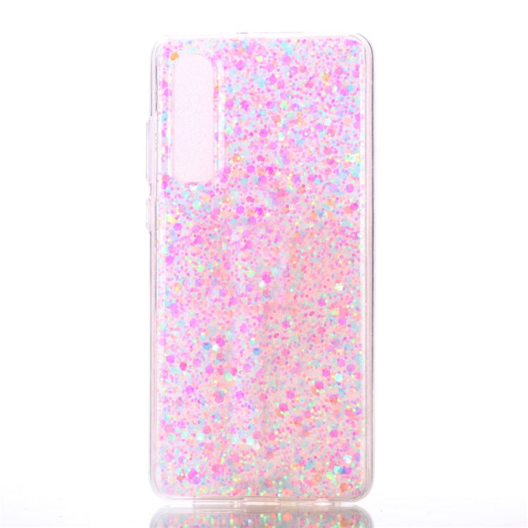 Glitter Sequins Glossy Acrylic + TPU Hybrid Protective Cover for Huawei P30 - Pink-2