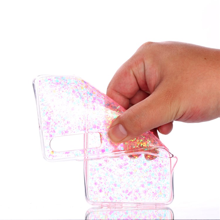 Glitter Sequins Glossy Acrylic + TPU Hybrid Protective Cover for Huawei P30 - Pink-5