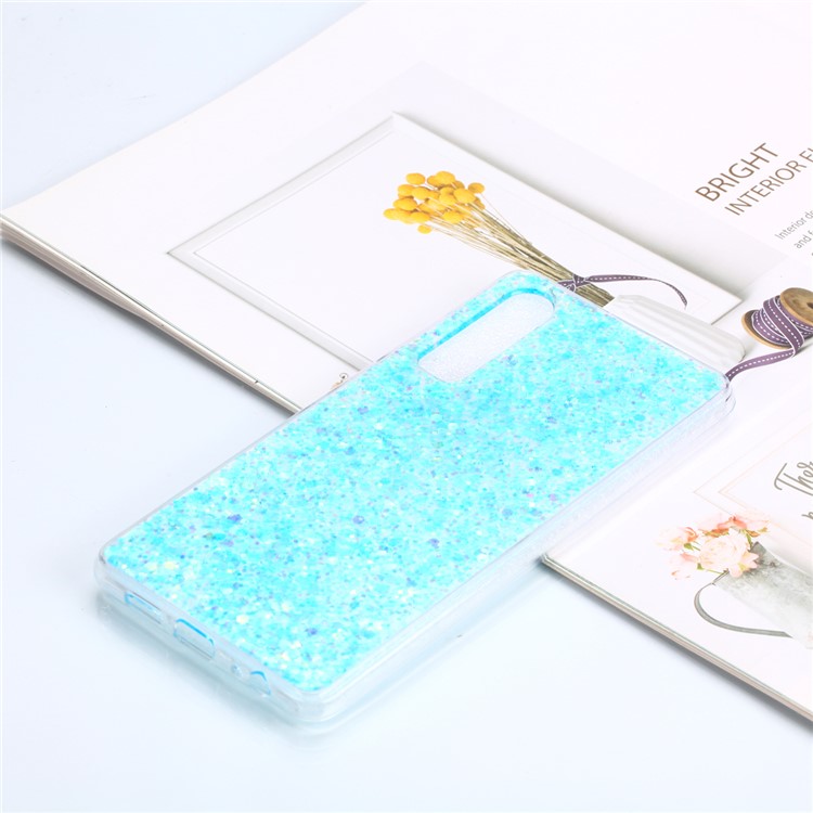 Glitter Sequins Glossy Acrylic + TPU Hybrid Protection Shell for Huawei P30 - Blue-1