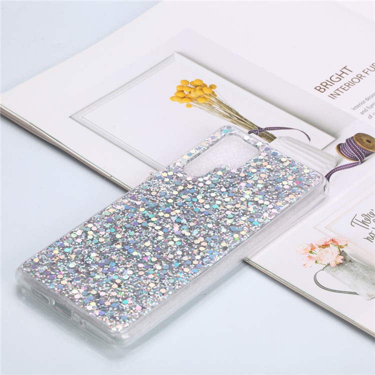 Glitter Sequins Glossy Acrylic + TPU Hybrid Cover for Huawei P30 Pro - Silver-1