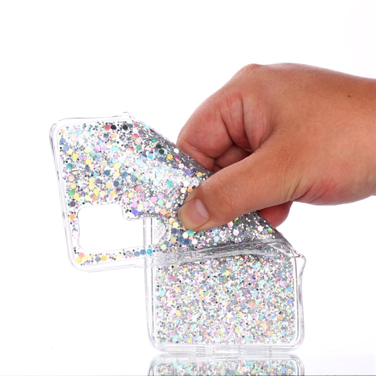 Glitter Sequins Glossy Acrylic + TPU Hybrid Cover for Huawei P30 Pro - Silver-5