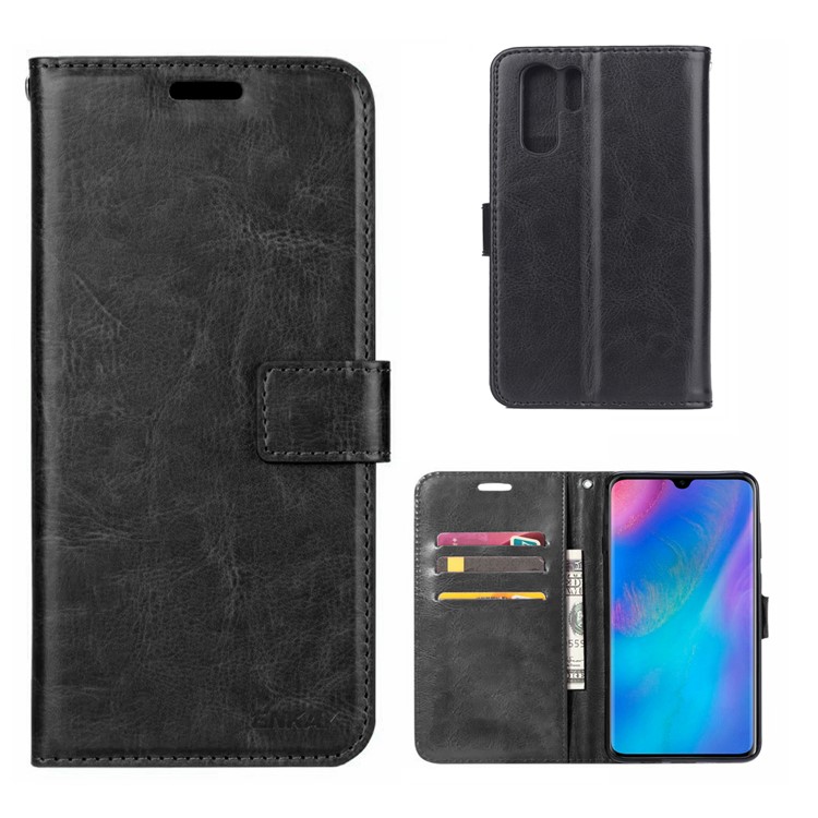 ENKAY Crazy Horse PU Leather Protective Case for Huawei P30 Pro - Black-1