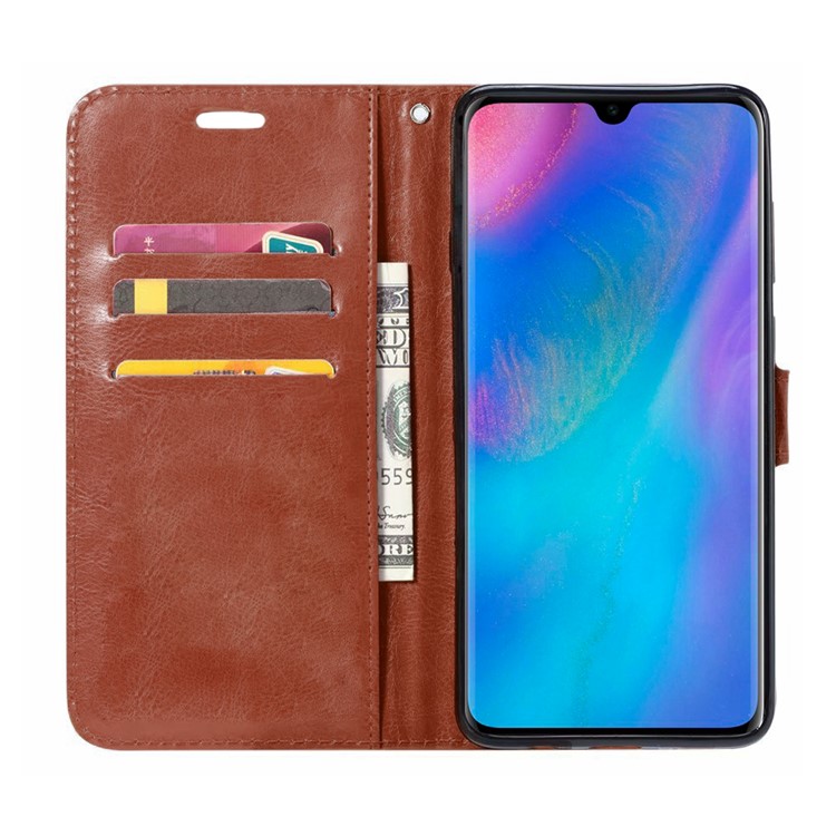 ENKAY Crazy Horse PU Leather Protective Casing for Huawei P30 Pro - Brown-3