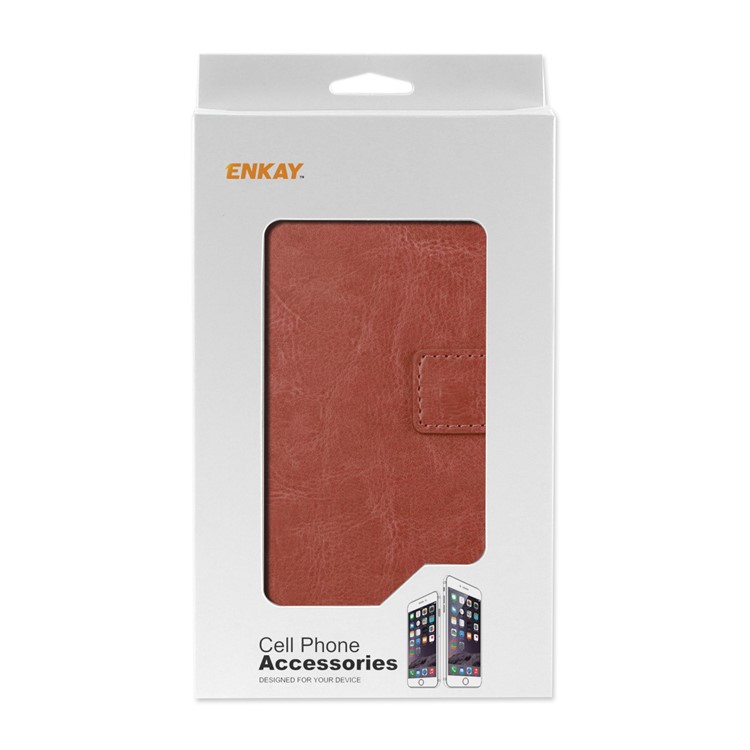 ENKAY Crazy Horse PU Leather Protective Casing for Huawei P30 Pro - Brown-5
