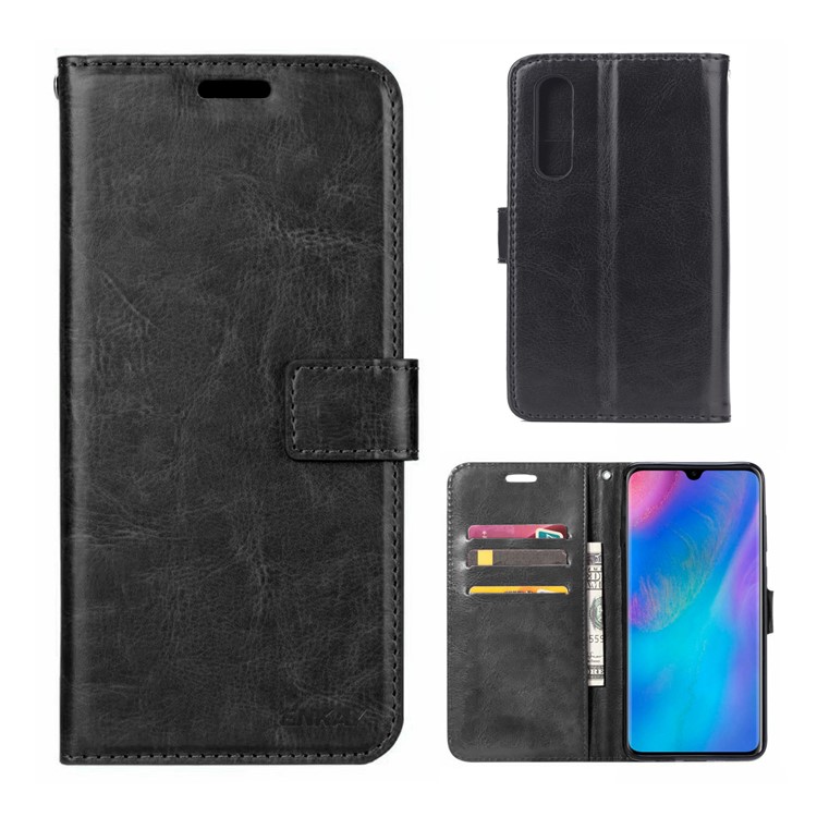 ENKAY Crazy Horse PU Leather Protective Case for Huawei P30 - Black-1