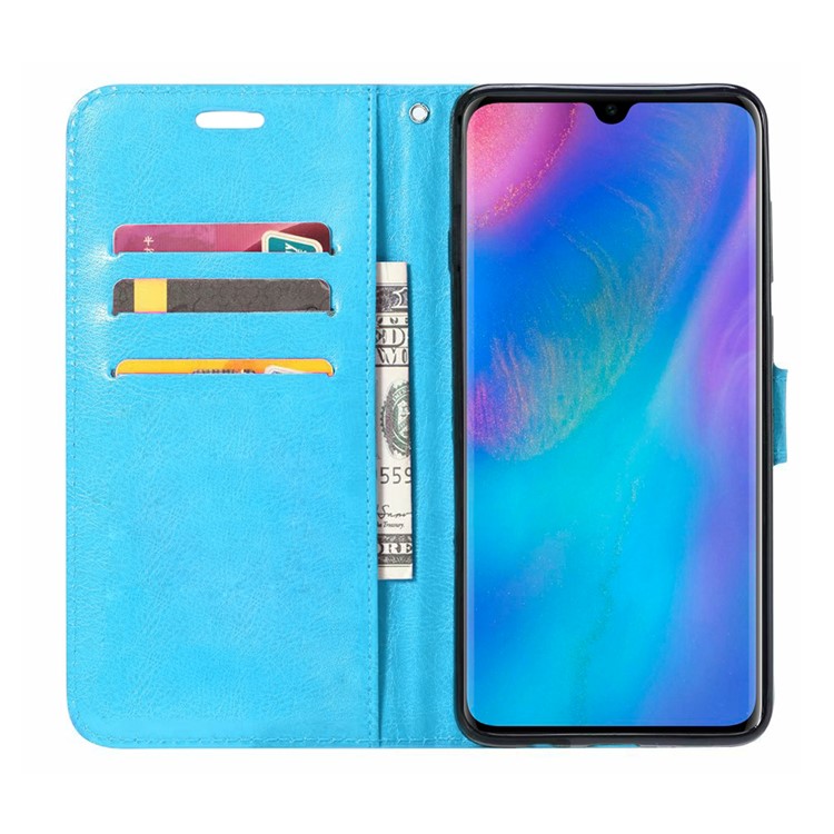 ENKAY Crazy Horse PU Leather Protective Shell for Huawei P30 - Blue-3