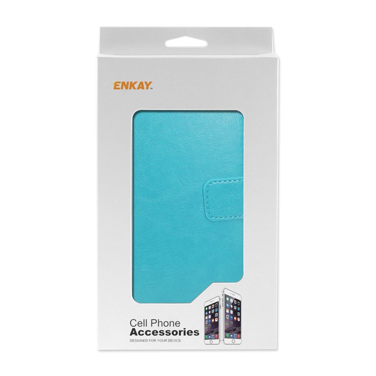 ENKAY Crazy Horse PU Leather Protective Shell for Huawei P30 - Blue-5