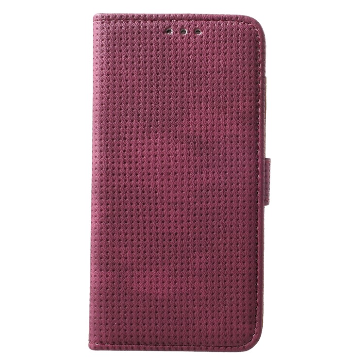 Mesh Pattern Retro Leather Wallet Stand Case for Huawei P30 Lite - Red-1