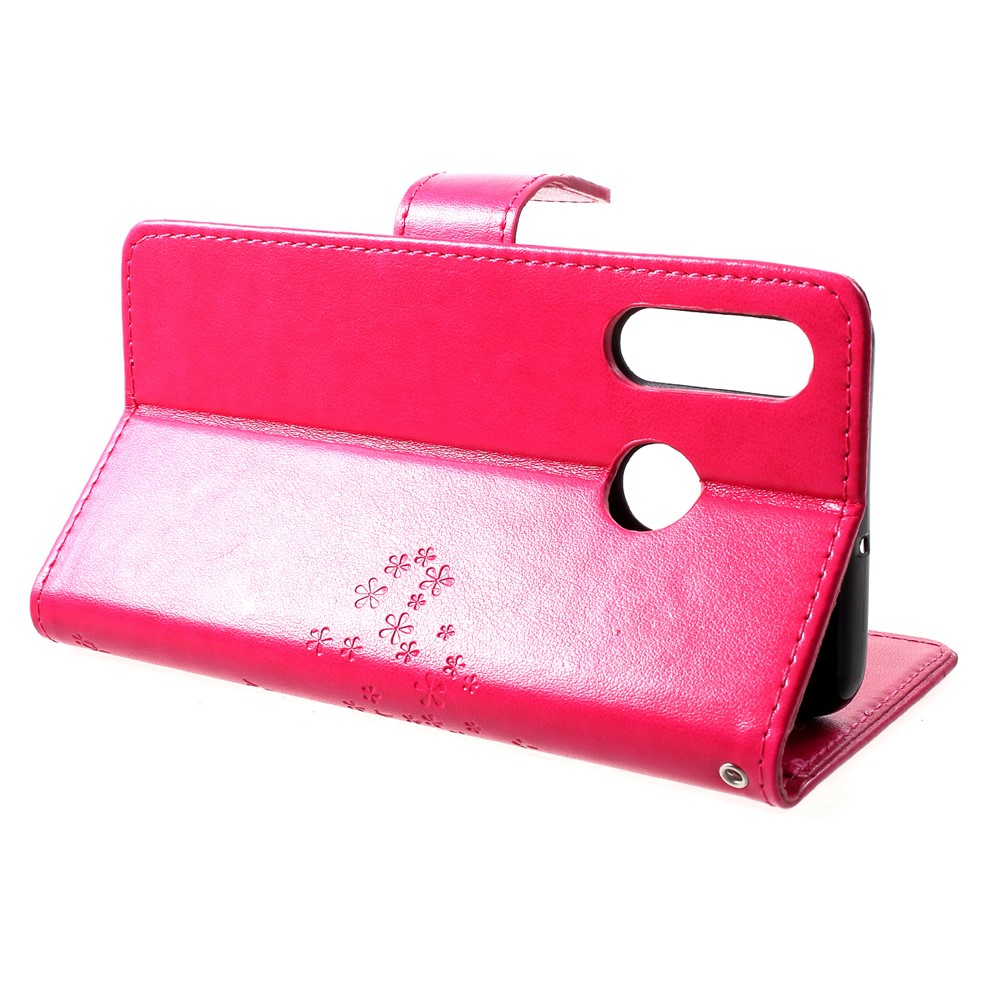Imprint Tree Owl Pattern Card Holder Leather Cell Phone Case for Huawei P30 Lite - Rose-4
