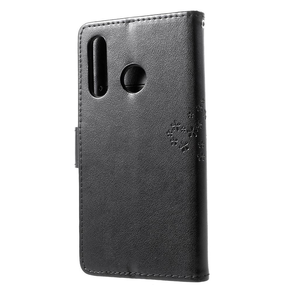 Imprint Tree Owl Pattern Card Holder Leather Cell Phone Casing for Huawei P30 Lite - Black-2