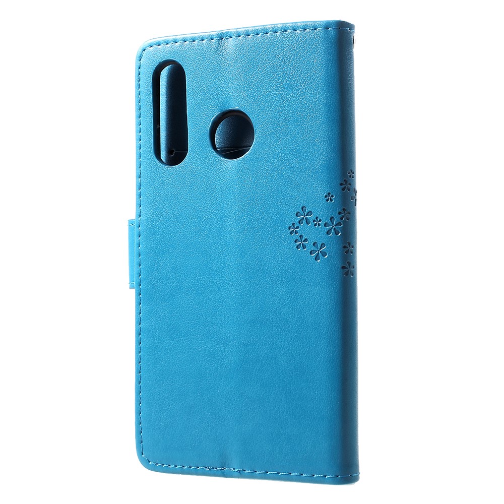 Tampa Móvel Do Couro Do Suporte De Cartão Do Teste Padrão Da Coruja Da Árvore Da Impressão Para O Huawei P30 Lite - Azul-3