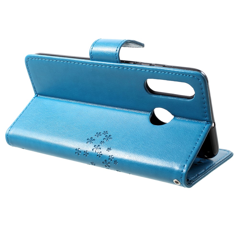 Tampa Móvel Do Couro Do Suporte De Cartão Do Teste Padrão Da Coruja Da Árvore Da Impressão Para O Huawei P30 Lite - Azul-4