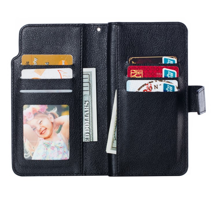 9 Card Slots Crazy Horse Leather Wallet Case for Huawei Honor 10 Lite - Black-6