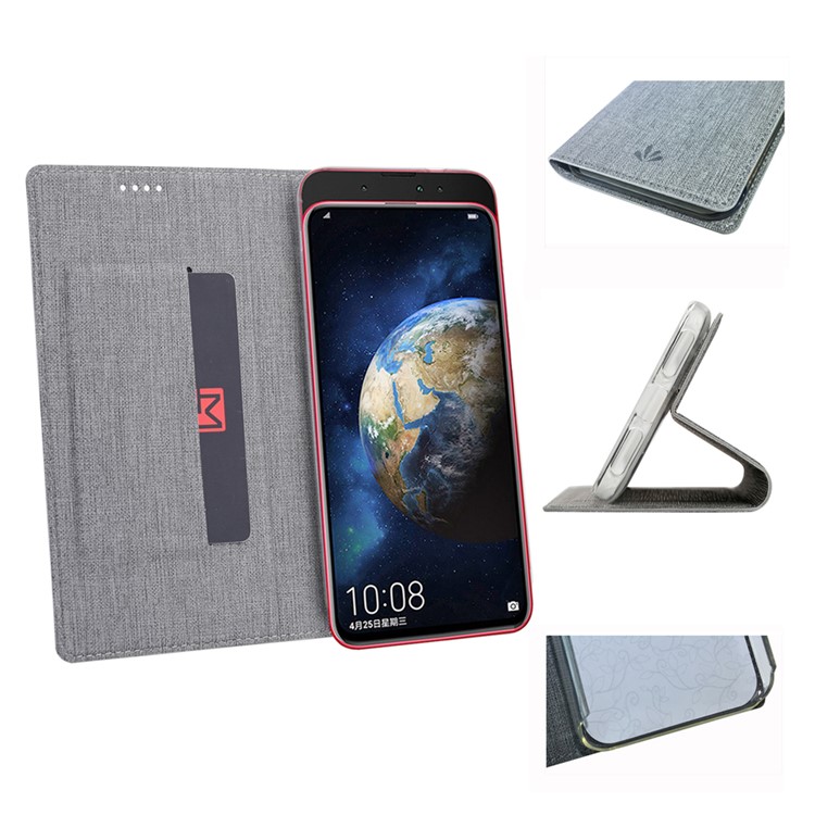 VILI DMX Cross Texture Leather Stand Cover with Card Slot for Huawei Honor Magic 2 - Grey-13