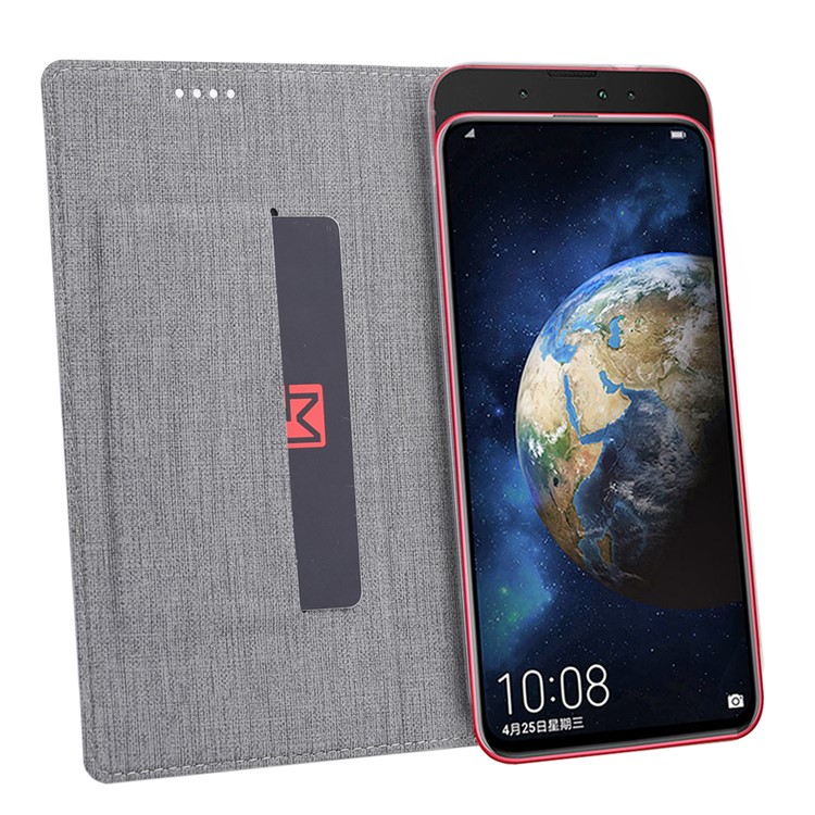 VILI DMX Cross Texture Leather Stand Cover with Card Slot for Huawei Honor Magic 2 - Grey-5