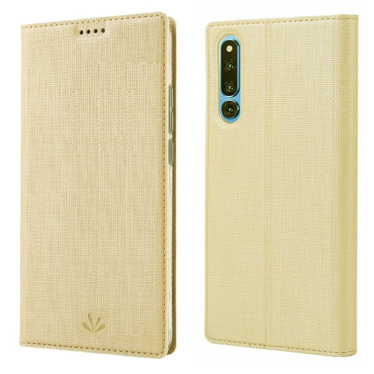 VILI DMX Cross Texture PU Leather Stand Case with Card Slot for Huawei Honor Magic 2 - Gold-1