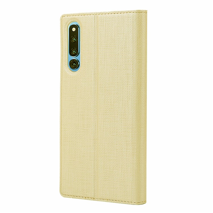 VILI DMX Cross Texture PU Leather Stand Case with Card Slot for Huawei Honor Magic 2 - Gold-3