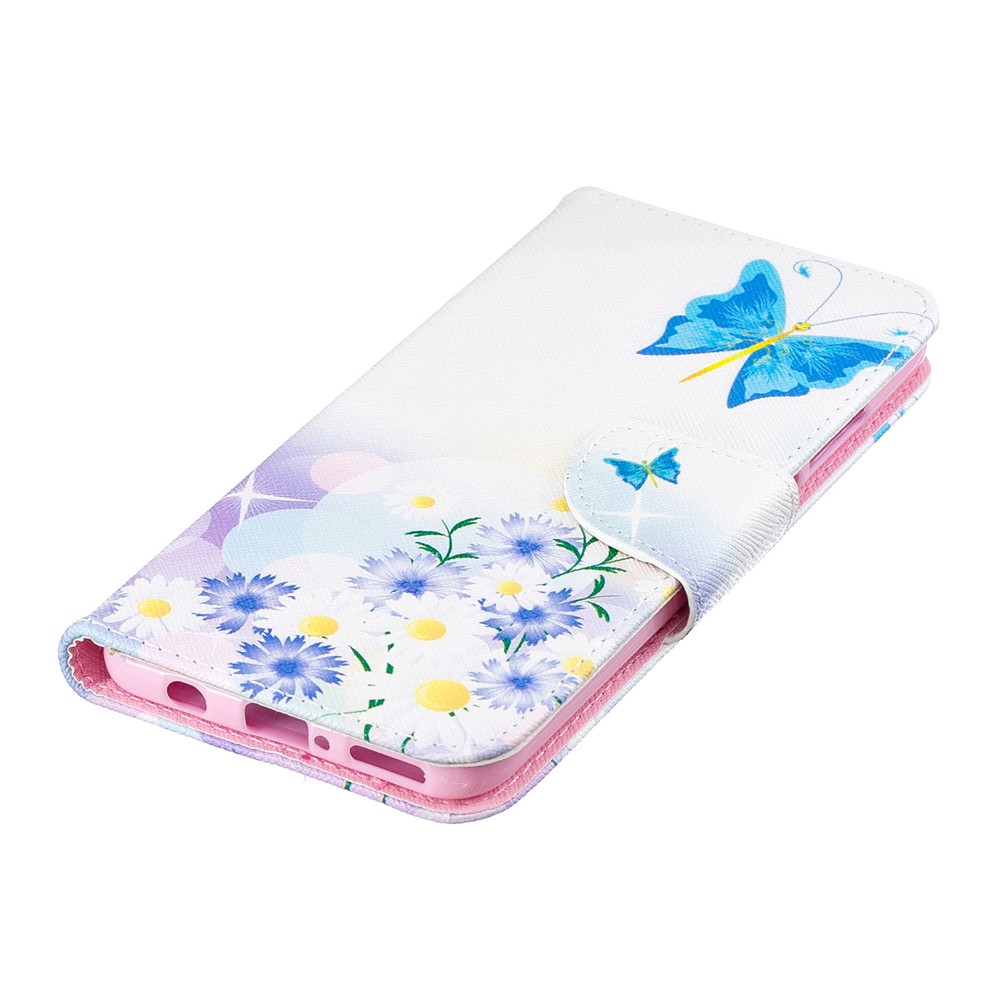 Motif D'impression de Portefeuille Support en Cuir Pour Huawei P30 Lite / Nova 4e / P30 Lite Nouvelle Édition - Papillon et Marguerite