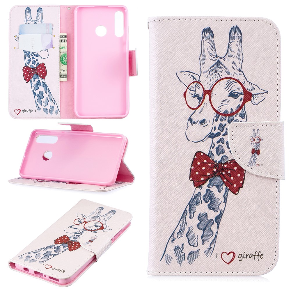 Pattern Printing Wallet Stand Leather Cover for Huawei P30 Lite/nova 4e/P30 Lite New Edition - Giraffe-1