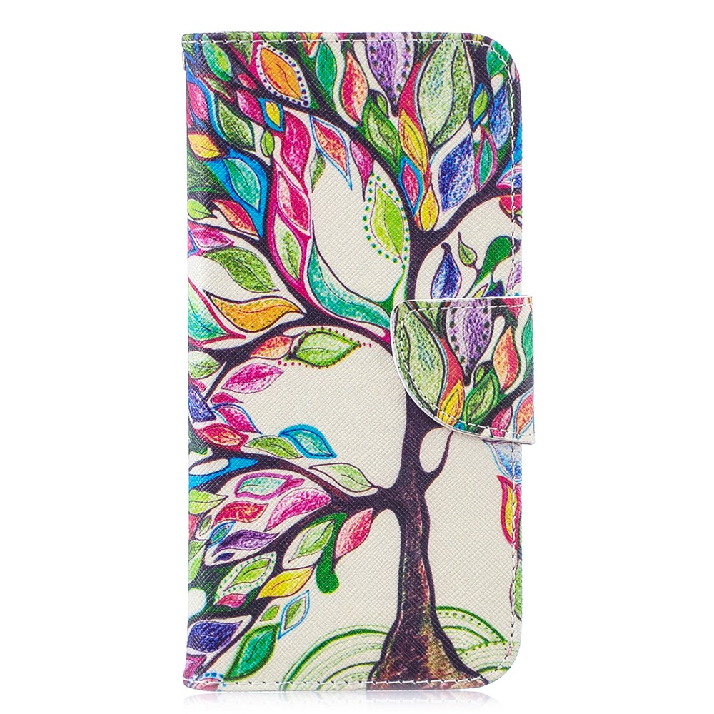 Pattern Printing Wallet Protective Leather Shell for Huawei P30 Lite/nova 4e/P30 Lite New Edition - Colorized Tree-2