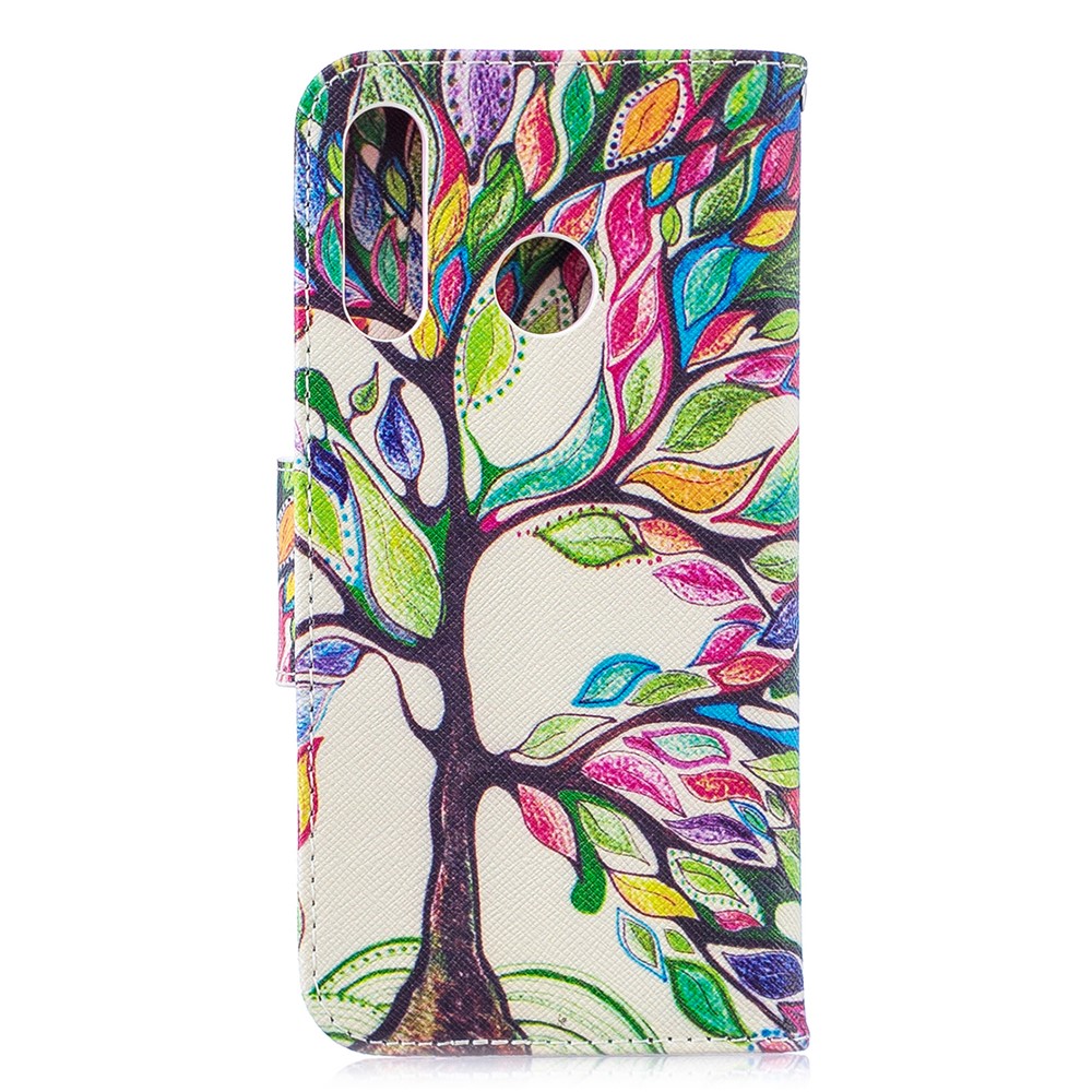 Pattern Printing Wallet Protective Leather Shell for Huawei P30 Lite/nova 4e/P30 Lite New Edition - Colorized Tree-3