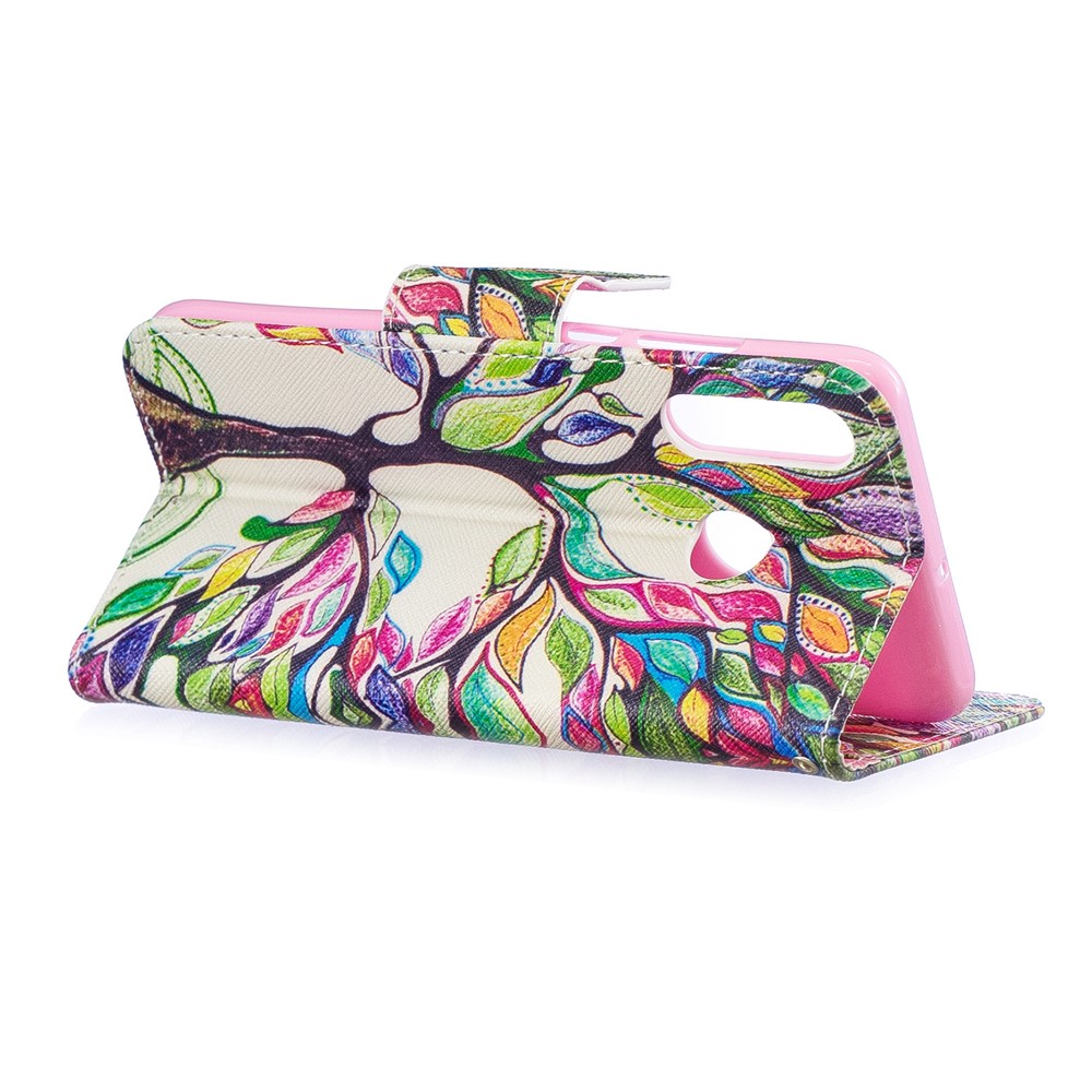 Pattern Printing Wallet Protective Leather Shell for Huawei P30 Lite/nova 4e/P30 Lite New Edition - Colorized Tree-4