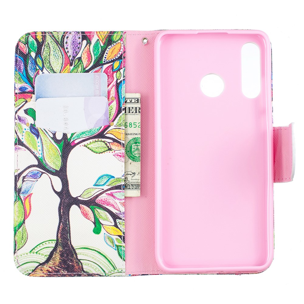 Pattern Printing Wallet Protective Leather Shell for Huawei P30 Lite/nova 4e/P30 Lite New Edition - Colorized Tree-8