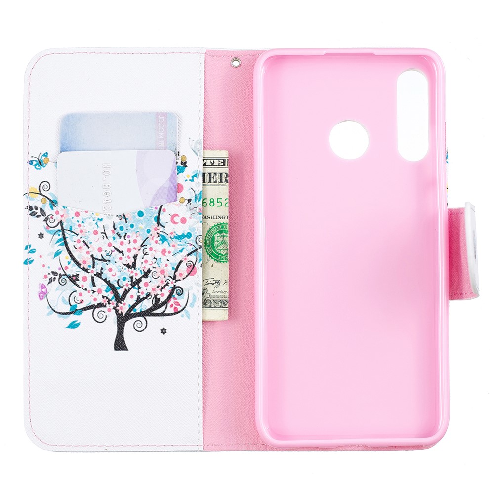 Pattern Printing Wallet Leather Phone Cover for Huawei P30 Lite/nova 4e/P30 Lite New Edition - Flowered Tree-8
