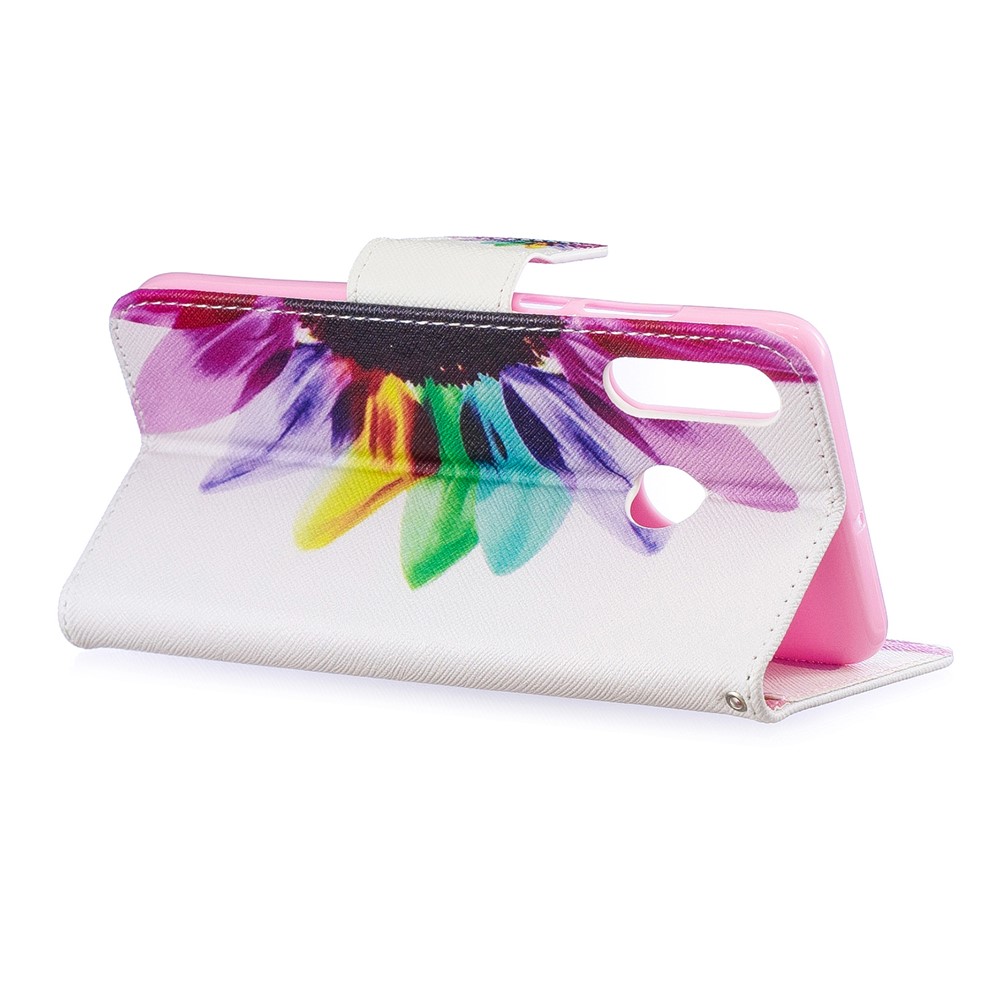 Embalagem Móvel Do Couro Modelado Do Suporte Da Carteira Para O Huawei P30 Lite - Pétalas Coloridas-4