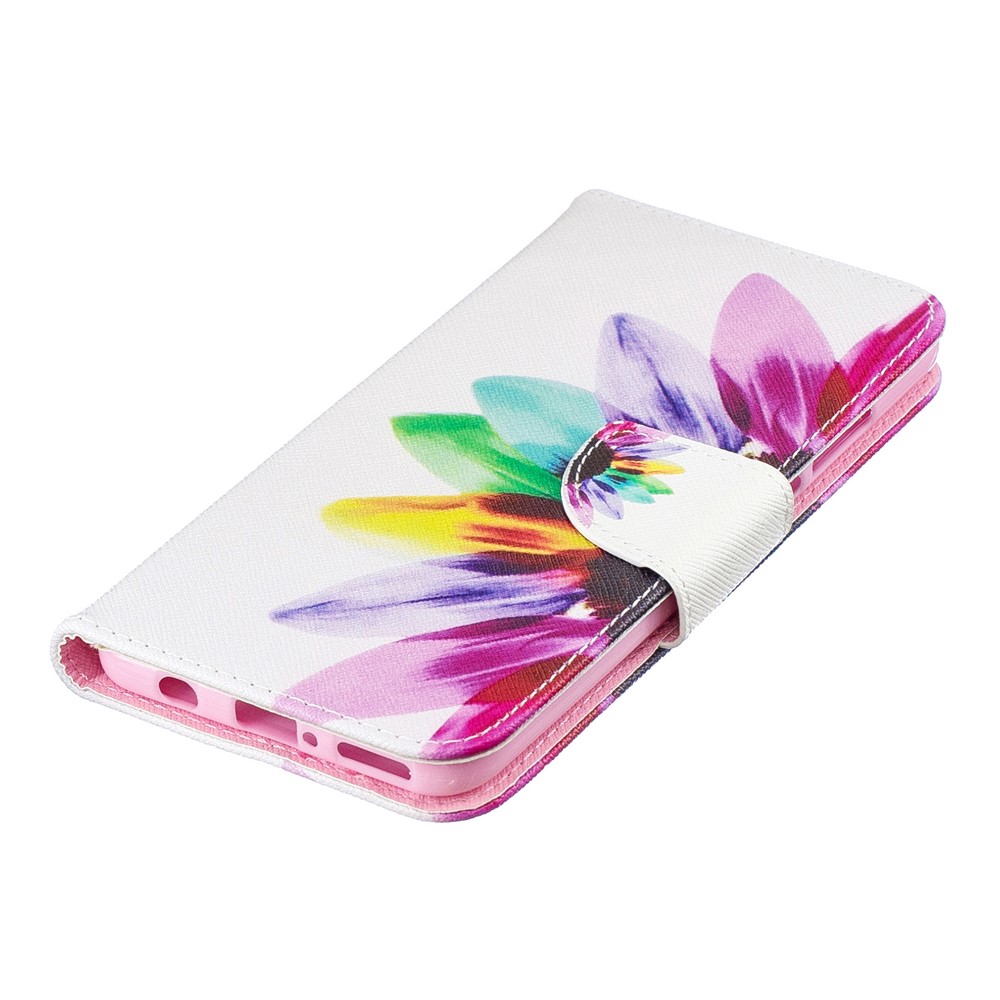Embalagem Móvel Do Couro Modelado Do Suporte Da Carteira Para O Huawei P30 Lite - Pétalas Coloridas-6