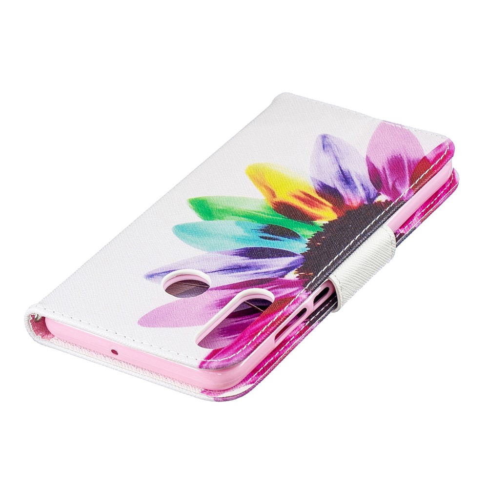 Embalagem Móvel Do Couro Modelado Do Suporte Da Carteira Para O Huawei P30 Lite - Pétalas Coloridas-7