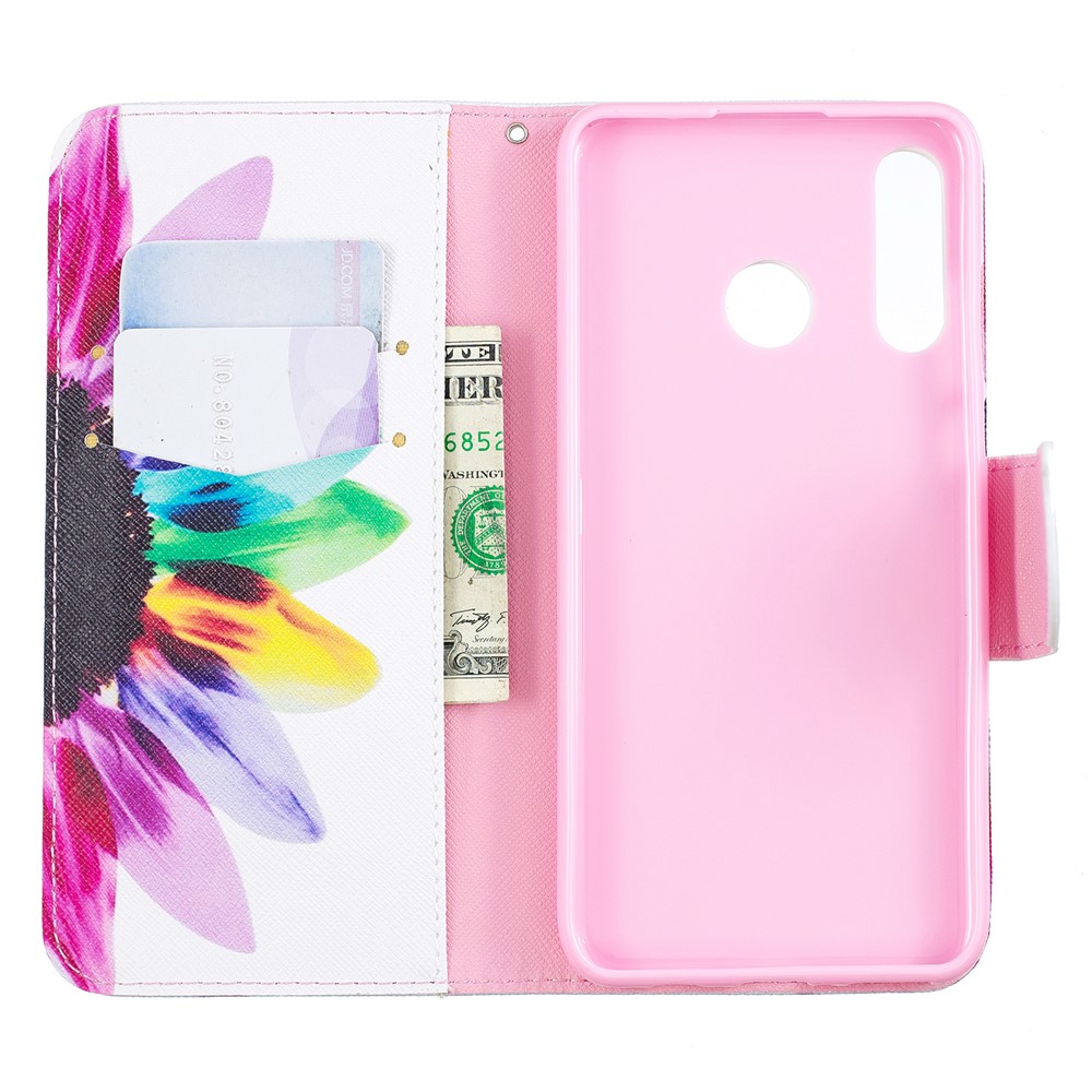 Embalagem Móvel Do Couro Modelado Do Suporte Da Carteira Para O Huawei P30 Lite - Pétalas Coloridas-8