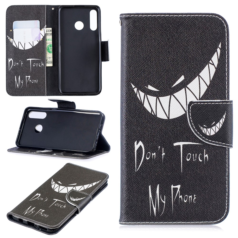 Patterned PU Leather Shell Case with Wallet Stand for Huawei P30 Lite/nova 4e/P30 Lite New Edition - Don't Touch My Phone-1