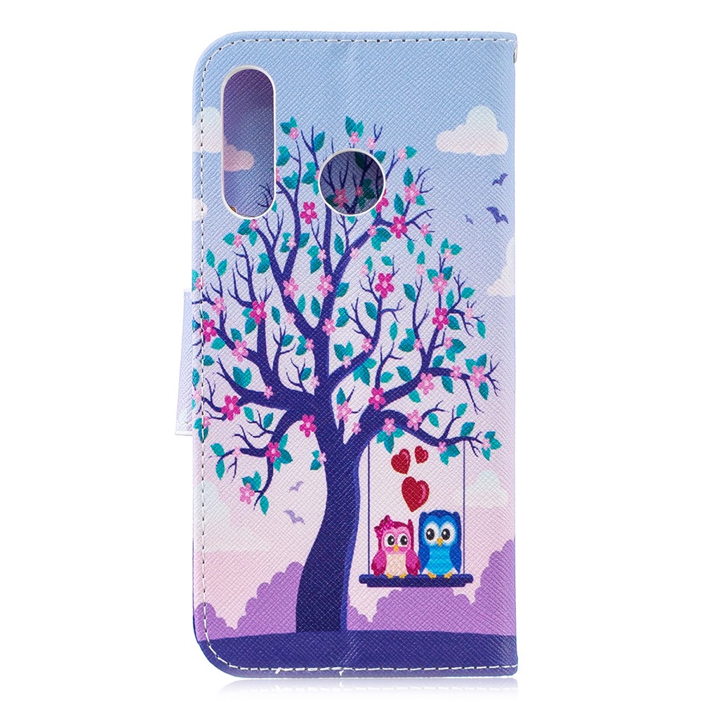 For Huawei P30 Lite Pattern Printing Leather Stand Wallet Case - Tree and Owls-3