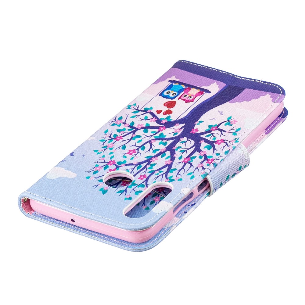 For Huawei P30 Lite Pattern Printing Leather Stand Wallet Case - Tree and Owls-7