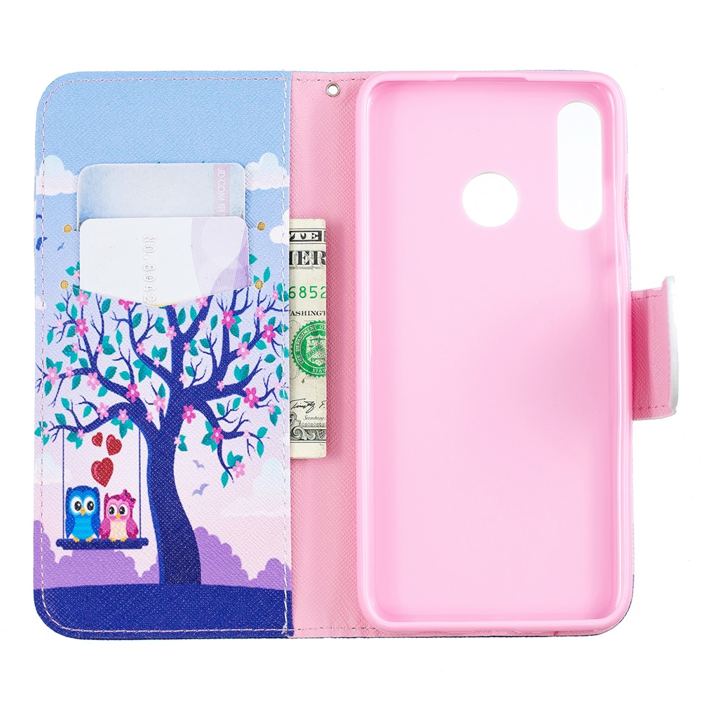 For Huawei P30 Lite Pattern Printing Leather Stand Wallet Case - Tree and Owls-8