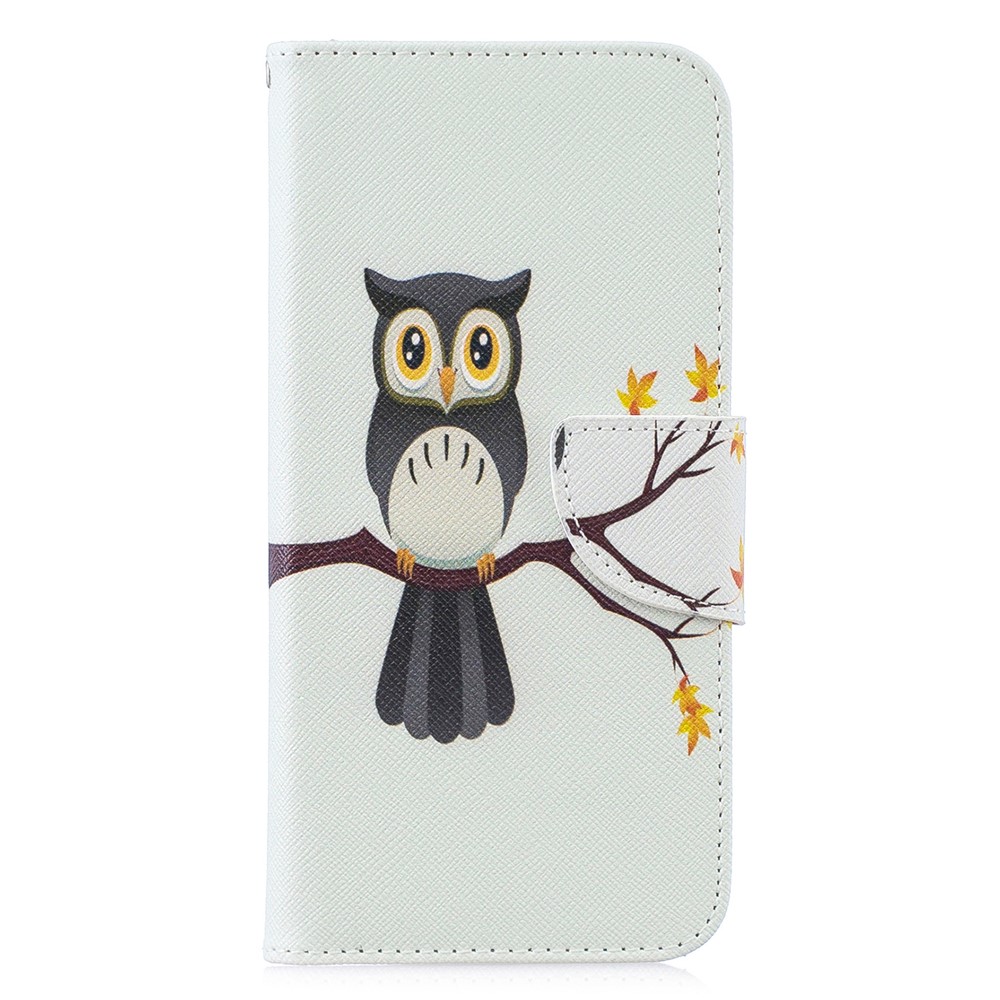 For Huawei P30 Lite Pattern Printing Leather Stand Cover - Owl on the Branch-2