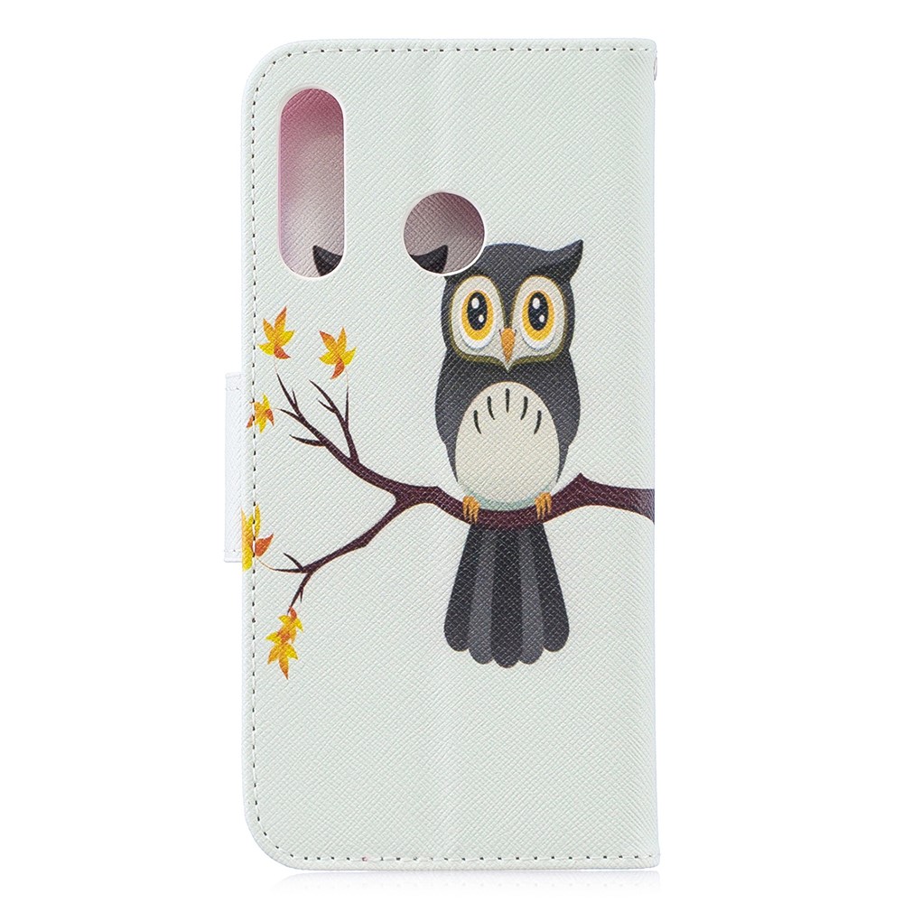 For Huawei P30 Lite Pattern Printing Leather Stand Cover - Owl on the Branch-3