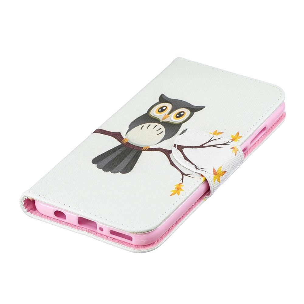 For Huawei P30 Lite Pattern Printing Leather Stand Cover - Owl on the Branch-7