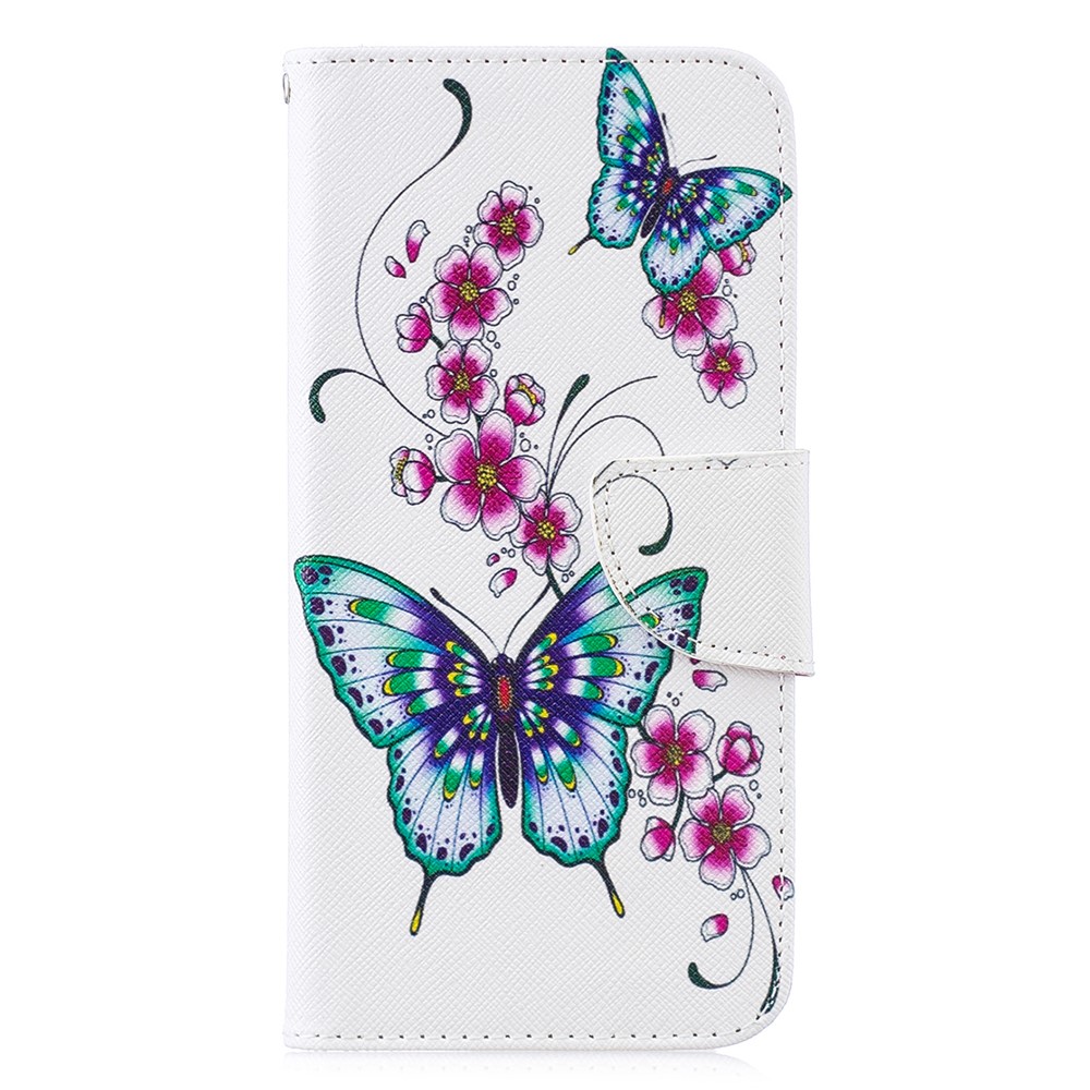 For Huawei P30 Lite Pattern Printing Leather Stand Flip Casing - Butterfly and Flower-2