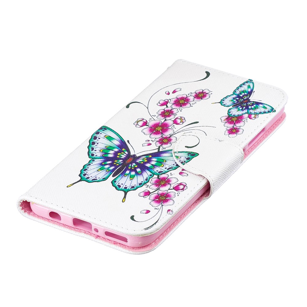 Für Huawei P30 Lite Muster Druckleder Lederständer Flip Case - Schmetterling Und Blume