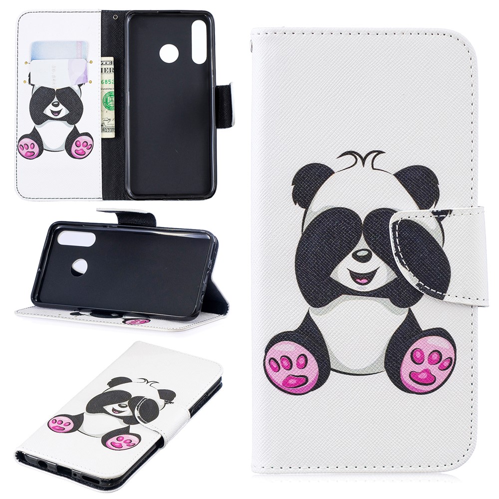For Huawei P30 Lite Pattern Printing Leather Wallet Phone Shell - Cute Panda-1